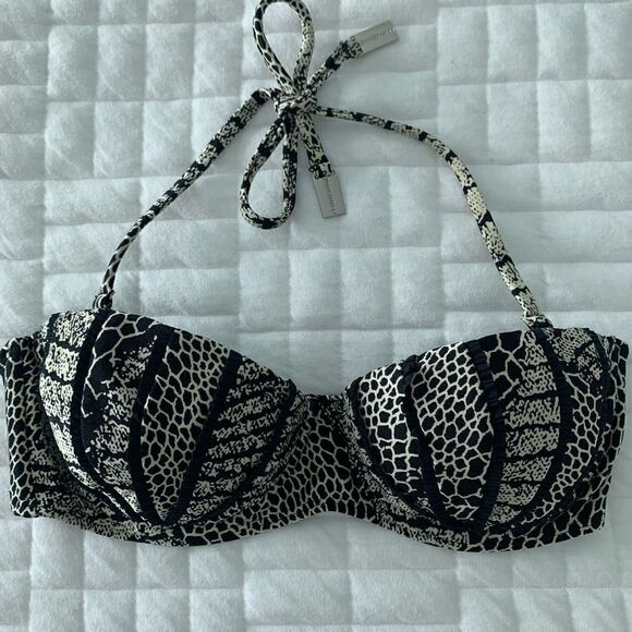 NEW Zimmermann Reptile Print Bikini Ruffles Removable Straps Balconette Sz 1 XS - Picture 2 of 9